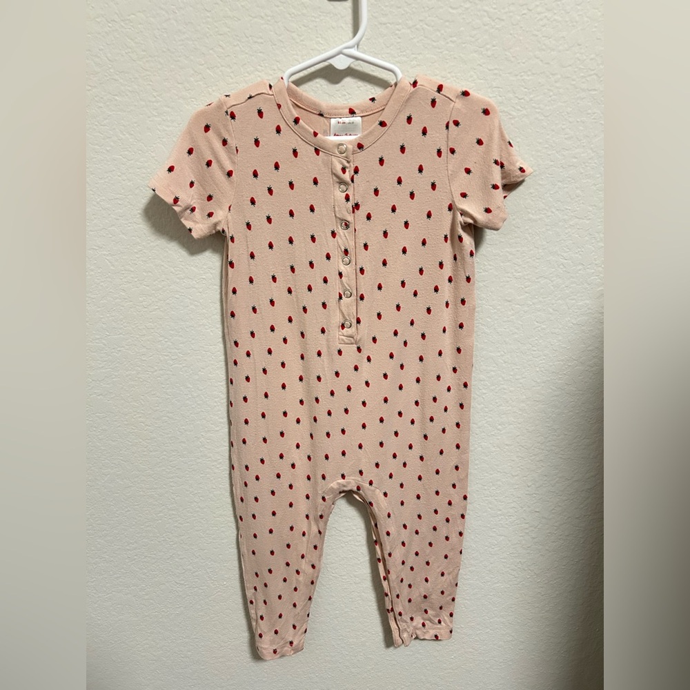 Hanna Andersson Pink Strawberry Print Romper